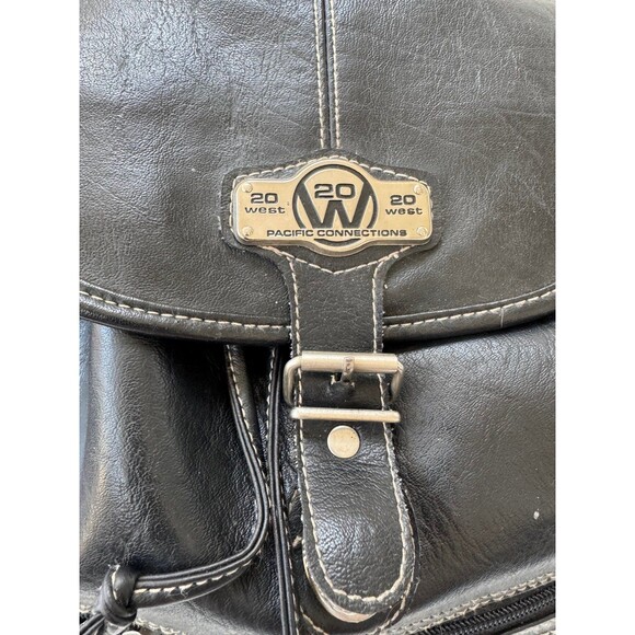 VTG Pacific Connections Genuine Leather Rucksack Backpack Black Travel 12\